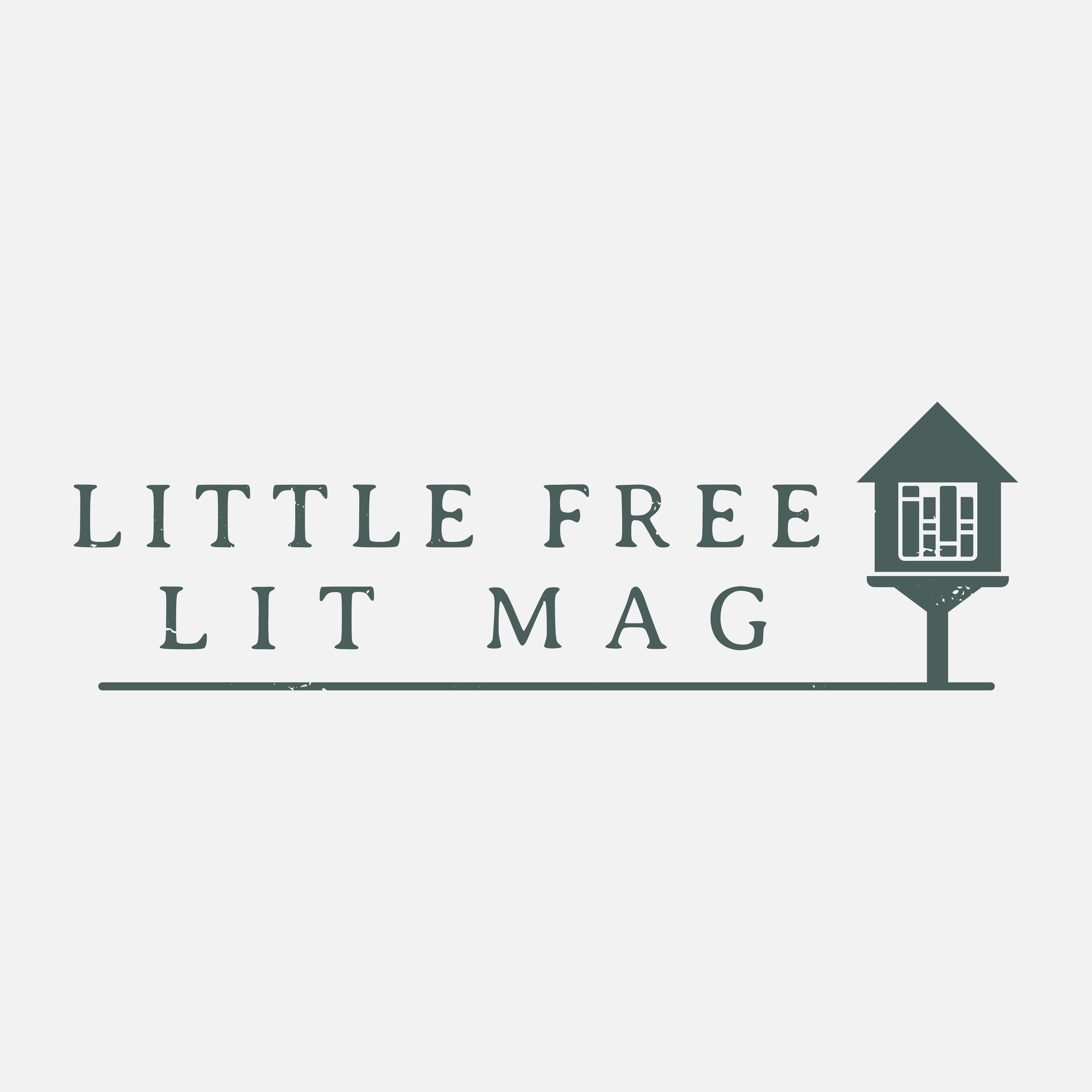 Little Free Lit Mag logo with green text and outline of a Little Free Library.